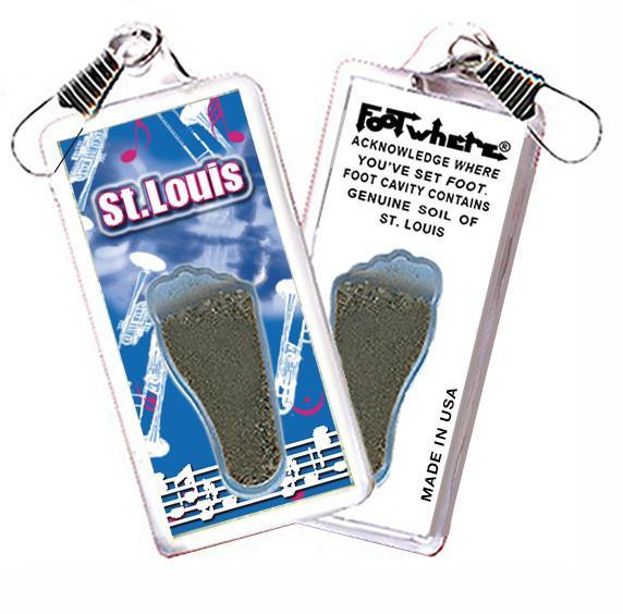 St. Louis FootWhere® Souvenir Zipper-Pull. Made in USA-FootWhere® Souvenirs