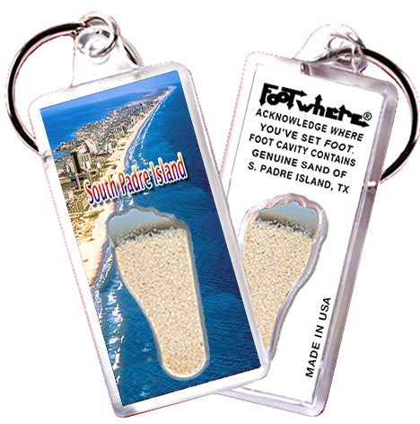 South Padre Island FootWhere® Souvenir Keychain. 72 pieces/6 assorted styles.