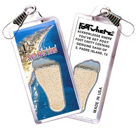 South Padre Island FootWhere® Souvenir Zipper-Pull. Made in USA-FootWhere® Souvenirs