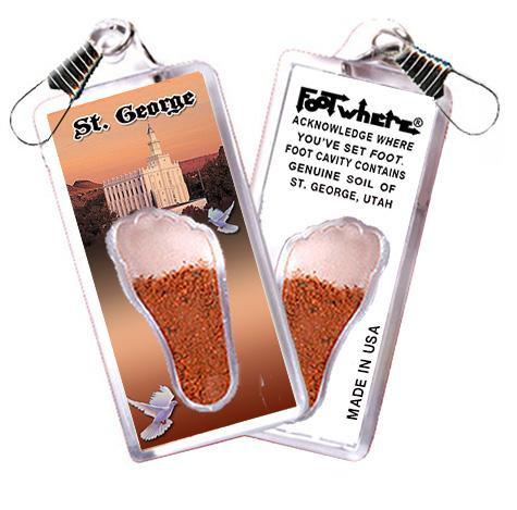 St. George, UT FootWhere® Souvenir Zipper-Pull. Made in USA-FootWhere® Souvenirs