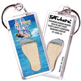 St. John, V.I. FootWhere® Souvenir Keychain. 72 pieces/6 assorted styles.-FootWhere® Souvenirs