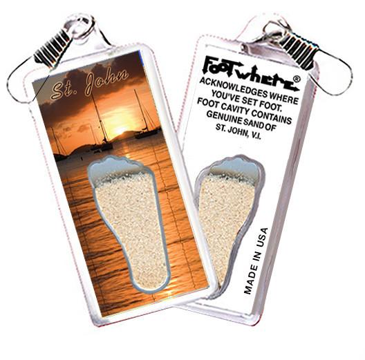 St. John, V.I. FootWhere® Souvenir Zipper-Pull. 72 pieces/6 assorted styles.-FootWhere® Souvenirs