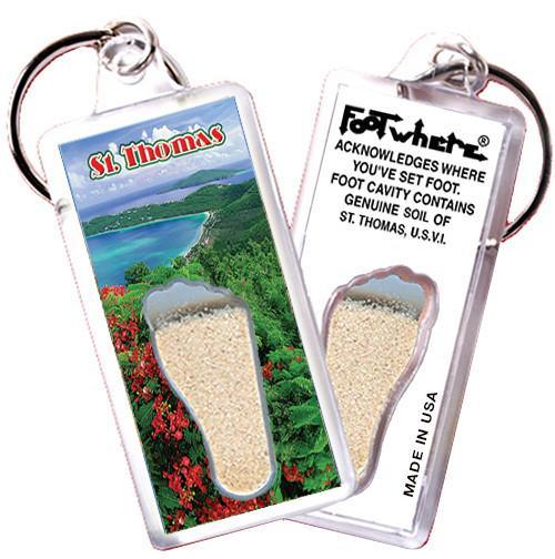 St. Thomas, V.I. FootWhere® Souvenir Key Chain. Made in USA-FootWhere® Souvenirs