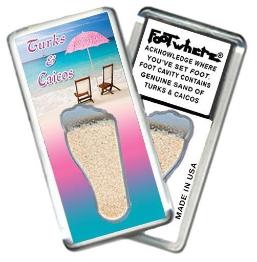 Turks & Caicos FootWhere® Souvenir Magnet. Made in USA-FootWhere® Souvenirs