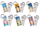 Turks & Caicos FootWhere® Souvenir Keychains. 6 Piece Set. Made in USA - FootWhere® Souvenir Shop