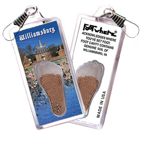 Williamsburg, VA FootWhere® Souvenir Zipper-Pull. 72 pieces/6 assorted styles.