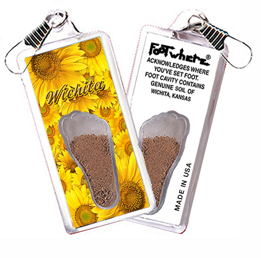 Wichita, KS FootWhere® Souvenir Zipper-Pull. 72 pieces/6 assorted styles.