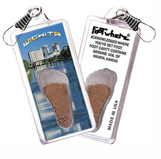 Wichita, KS FootWhere® Souvenir Zipper-Pull. Made in USA-FootWhere® Souvenirs