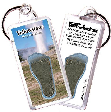 Yellowstone, WY FootWhere® Souvenir Keychain. Made in USA-FootWhere® Souvenirs