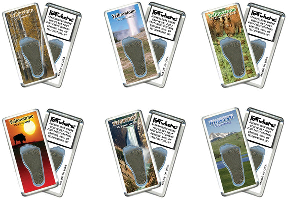Yellowstone FootWhere® Souvenir Fridge Magnets. 6 Piece Set. Made in USA - FootWhere® Souvenir Shop